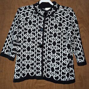 Christopher & Banks black and white 3/4 sleeved sweater